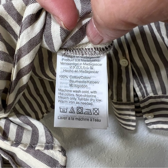 Madewell Tie Front Shirt in Maitland Stripe Long Sleeve Button Up Top Size Small - Picture 5 of 7